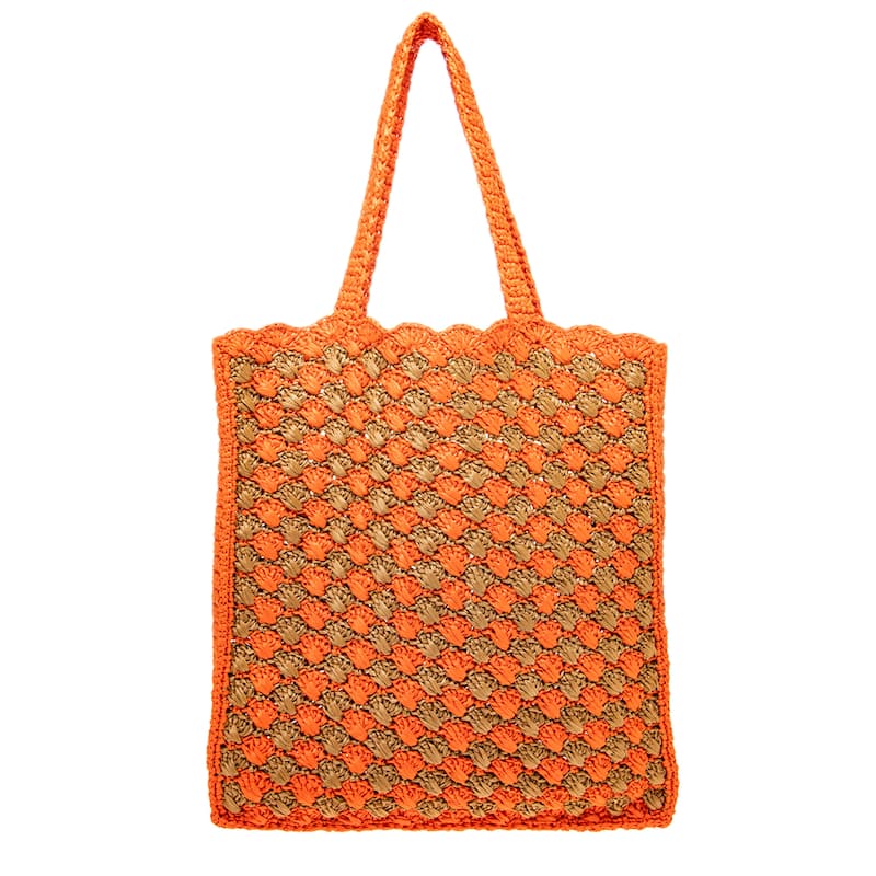 Prada Two Tone Crochet Logo Tote