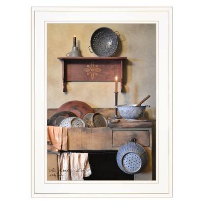 TrendyDecor4U Farmhouse "The Kitchen Sink" Framed Print Wall Art by Billy Jacobs - Brown, Oranges, Tans