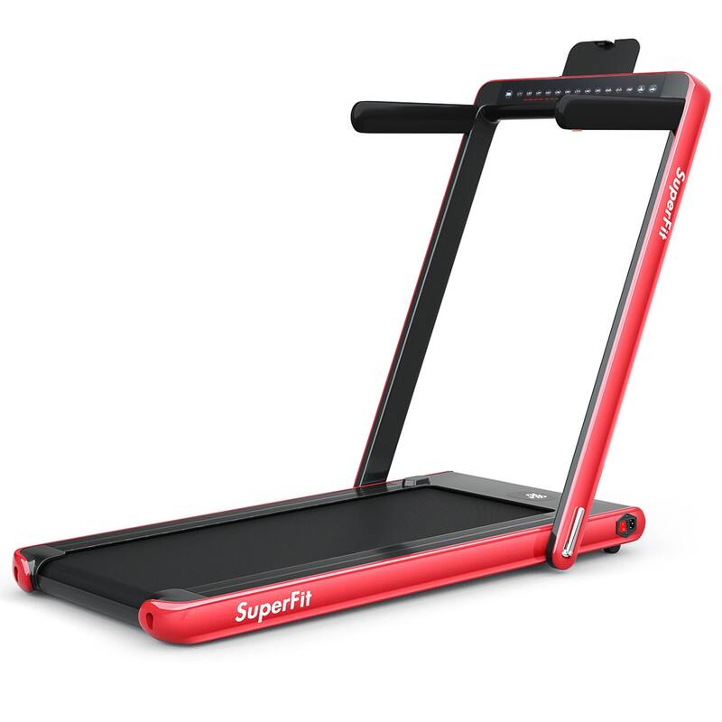 Gymax 2 in 1 Folding Treadmill 2.25HP Running Machine w/ Dual Display - 49'' x 27'' x 42''