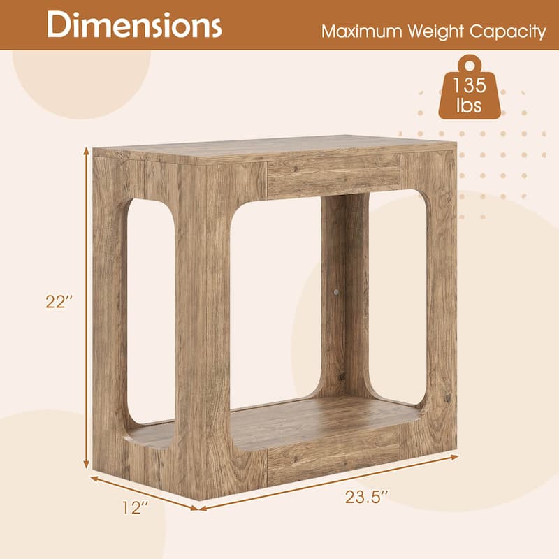 Costway 1/2 PCS 2-Tier End Table with Storage Shelf Hollow-out Design