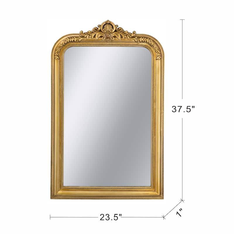 23.5" x 37.5" Decorative Arched Wall Mirror With Ornate Gold Crest Design