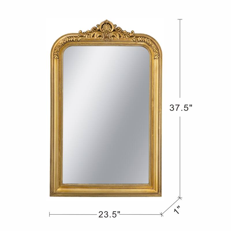 Decorative Arched Wall Mirror - Ornate Gold Crest Design