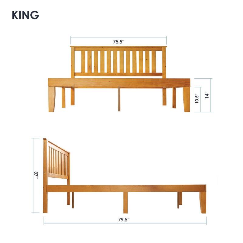 Solid Wood Platform Bed with Paneled Headboard Multiple Colors