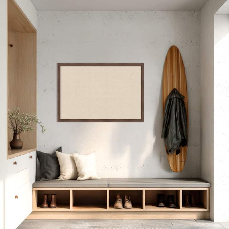 Amanti Art Framed Fabric Pinboard Natural Linen Printed Bulletin Board