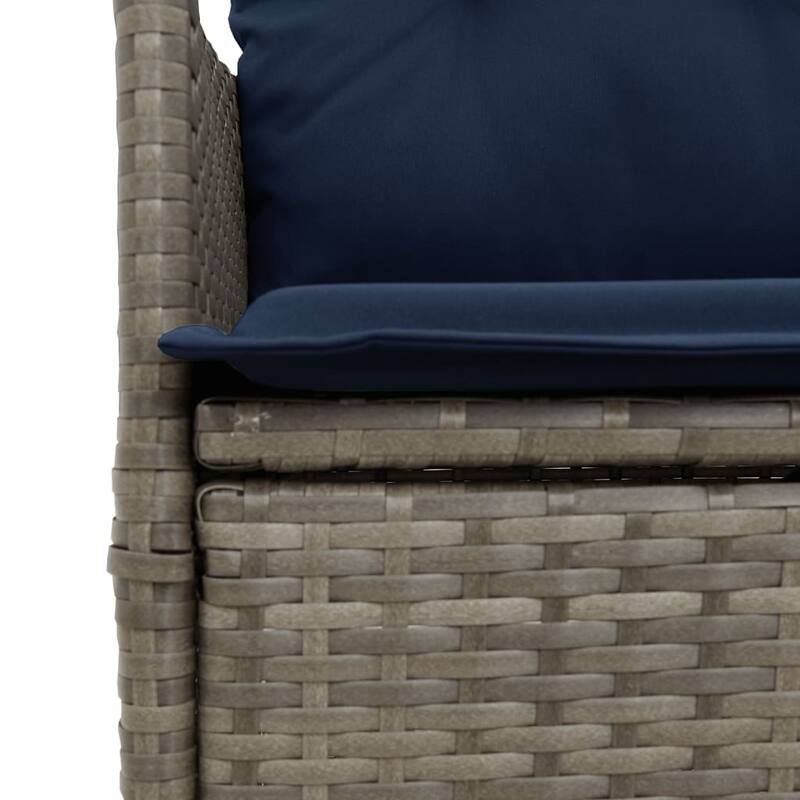vidaXL Reclining Patio Sofa 2-Seater with Table Gray Poly Rattan - 51.2 x 23.2 x 36.2