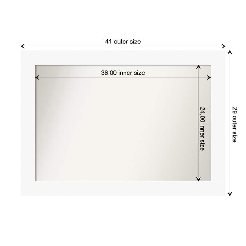 Basic Non-Beveled Wood Framed Bathroom Vanity Wall Mirror - Basic White - Glass Size 36x24