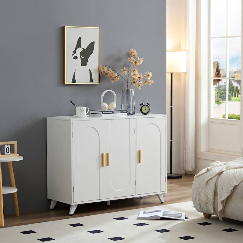 Sideboard Buffet cabinet with 3 doors and removable shelves, for living room, dining room - White
