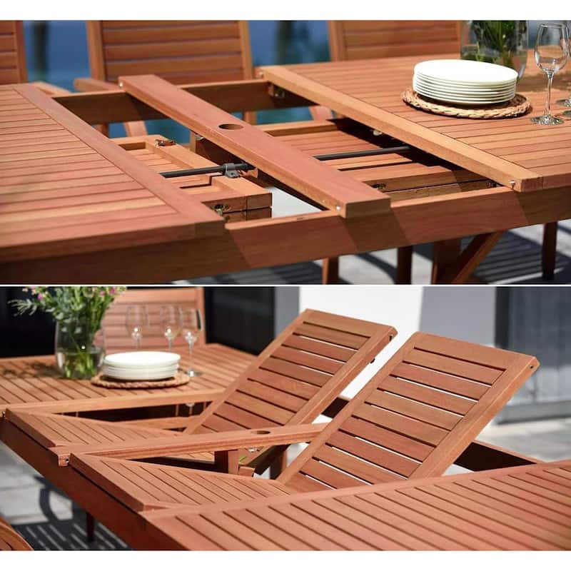 LifestyleGarden George 11 piece FSC Wood Outdoor Patio Dining Set - Teak Finish - 11 Piece