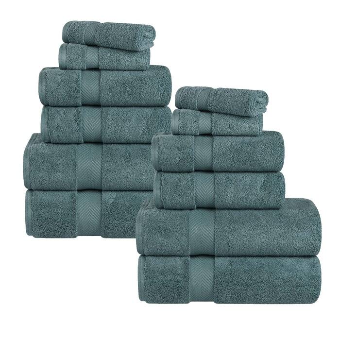 Superior Zero Twist Cotton Soft Absorbent 12 Piece Assorted Towel Set