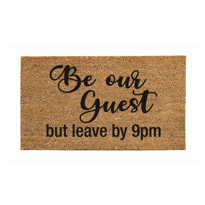 28" x 16" Natural Coir Door Mat, Be Our Guest But Leave by 9pm - 28" x 16"