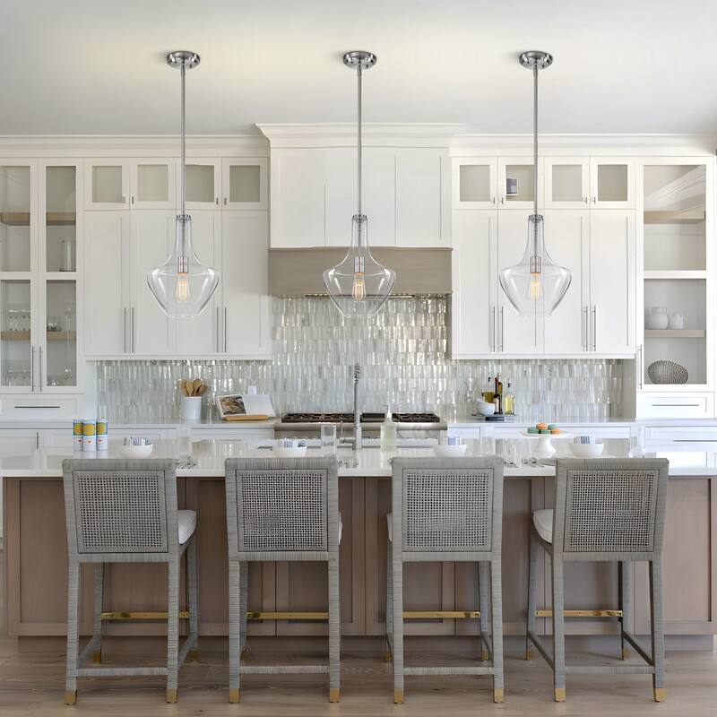 Starsky 1-light Modern Teardrop Pendant Light with Thick Clear Glass Shade