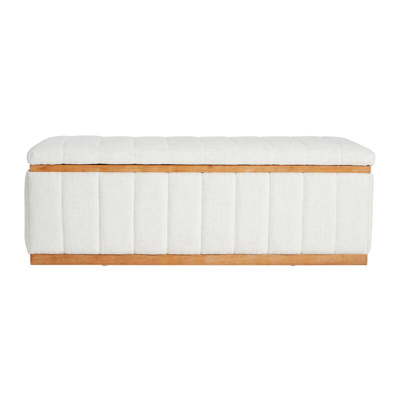 Christopher Knight Home - Beige Performance Fabric Upholstered Storage Bench with Wood Frame