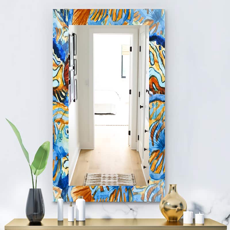 Designart 'Orange and Blue Fishes' Traditional Mirror - Printed Wall Mirror
