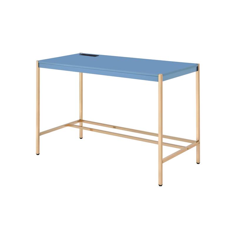 Midriaks Blue & Gold Finish Writing Desk W/USB