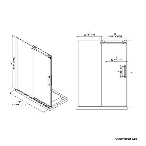 OVE Decors Canberra 60 in. Soft Close Shower Tempered Glass Panels in