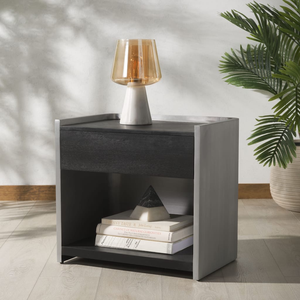 SAFAVIEH Couture Ottawa Wood And Aluminum Nightstand