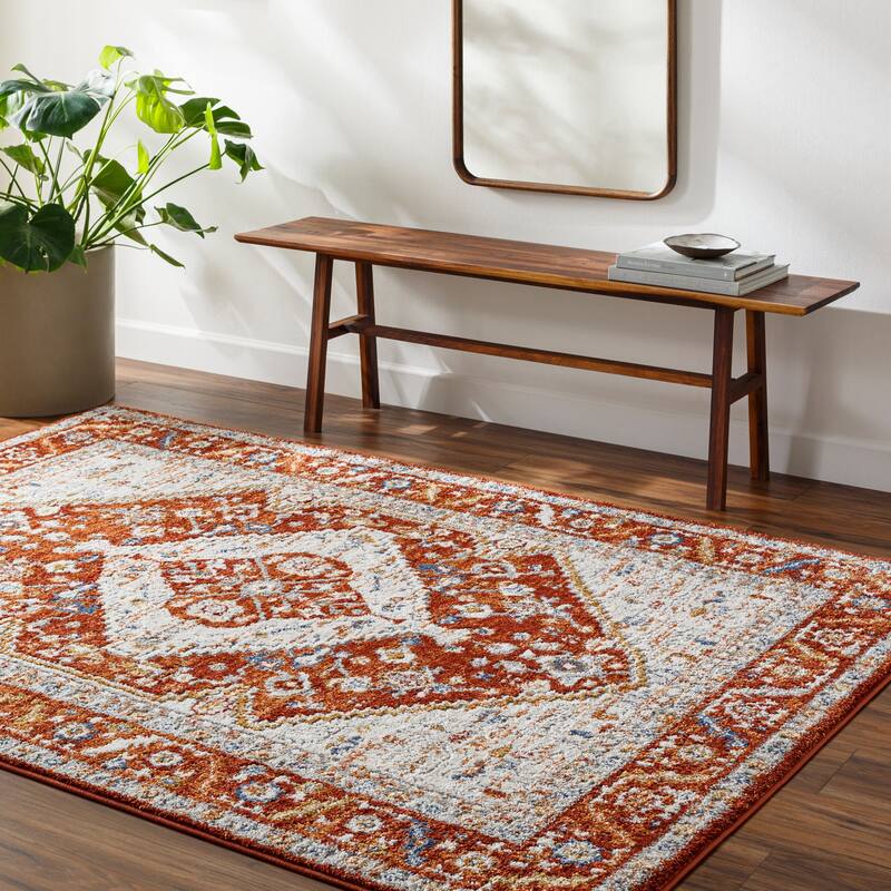 Livabliss Liebe Rustic Medallion Area Rug - Rust/Gray - 5' 3" x 7'