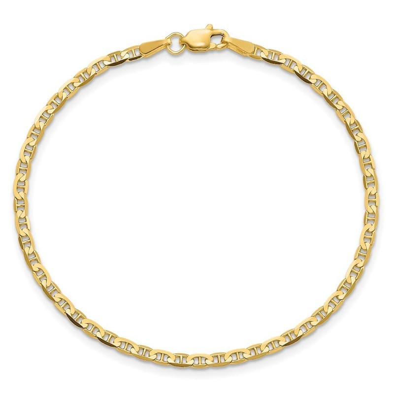 Curata 14k 2.4mm Flat Anchor Chain Bracelet - 7 Inch