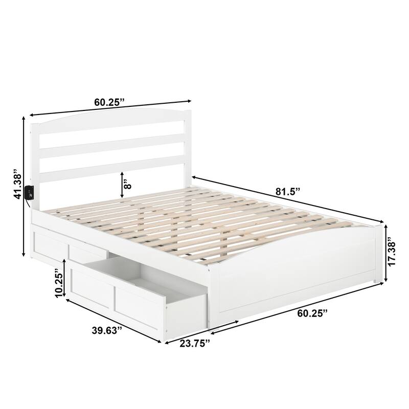 Warren Platform Bed with Footboard and 2 Storage Drawers