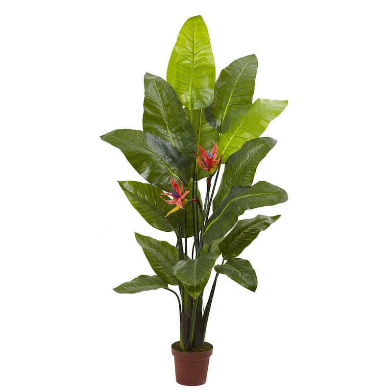Realistic Faux Bird of Paradise Plant - 58" Tall Indoor Tropical Decor - Home Office Living Room Accent - 4.83ft.