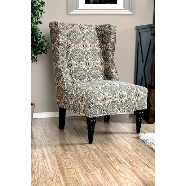 slide 5 of 6, Furniture of America Vier Contemporary Fabric Wingback Accent Chair Damask Multi