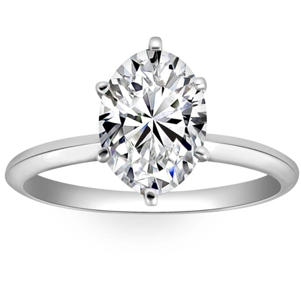 Bliss Diamond 2CT Platinum Oval Diamond 6-Prong Solitaire Engagement Ring Lab Grown