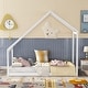 preview thumbnail 2 of 7, Wooden Twin Bed Frames w/Roof, Montessori House Shaped Floor Bed for Kids Girls Boys, Sturdy Framework, Easy Assembly, No Noise