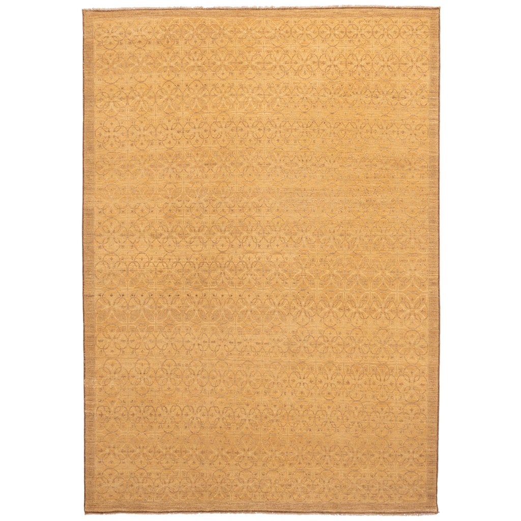 ECARPETGALLERY Hand-knotted Peshawar Ziegler Light Brown Wool Rug - 10'0 x 14'0