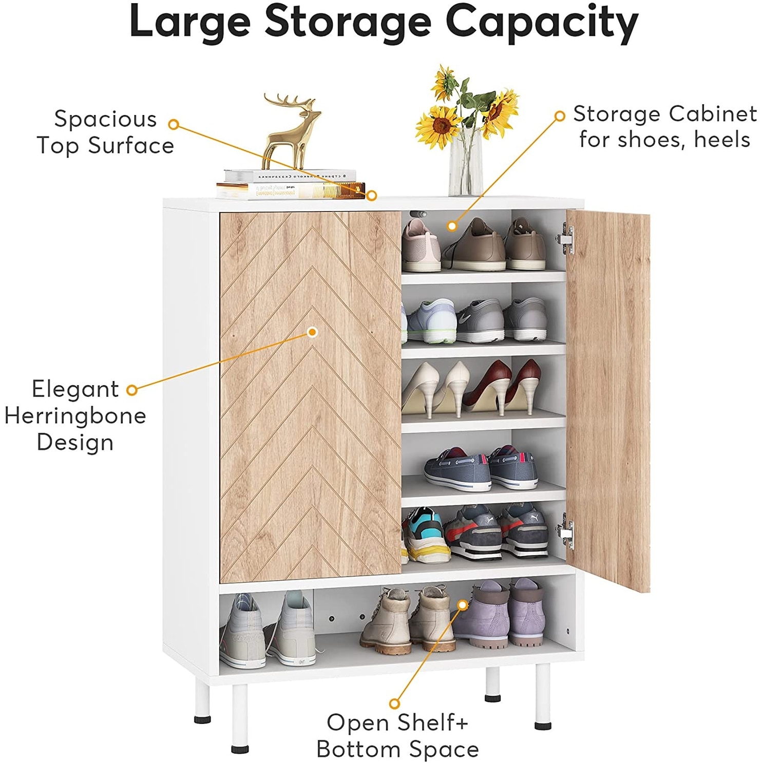 Shoe Storage Cabinet 18 Pair Shoe Rack Organizer Cabinet with