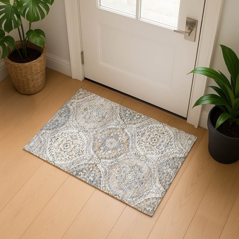 Premium Washable Super Soft Traditional Global Mayfield Rug - Beige - 1'8" x 2'6"