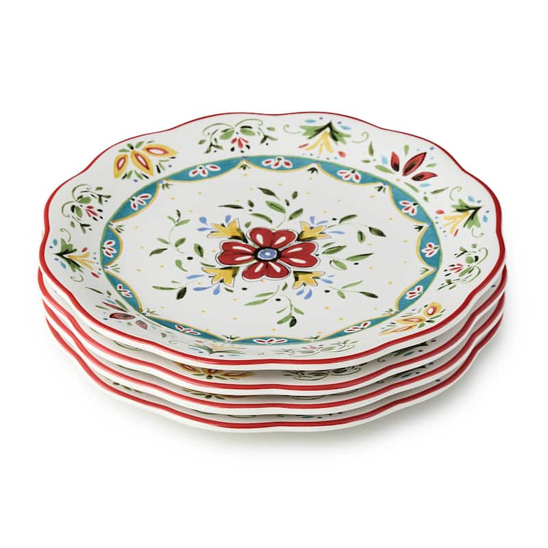 Certified International Provence 9" Salad/Dessert Plates,Set of 4 Assorted Designs - 9'' W x 9'' D x 0.75'' H