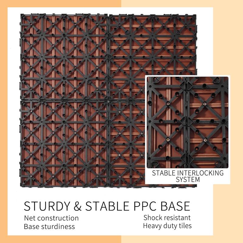 11.8" x 11.8" square wood-plastic composite deck tiles