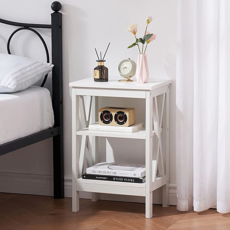 Javlergo Set of 2 Nightstand Bedside Table, Modern Small Side End Table with Open Storage Shelves