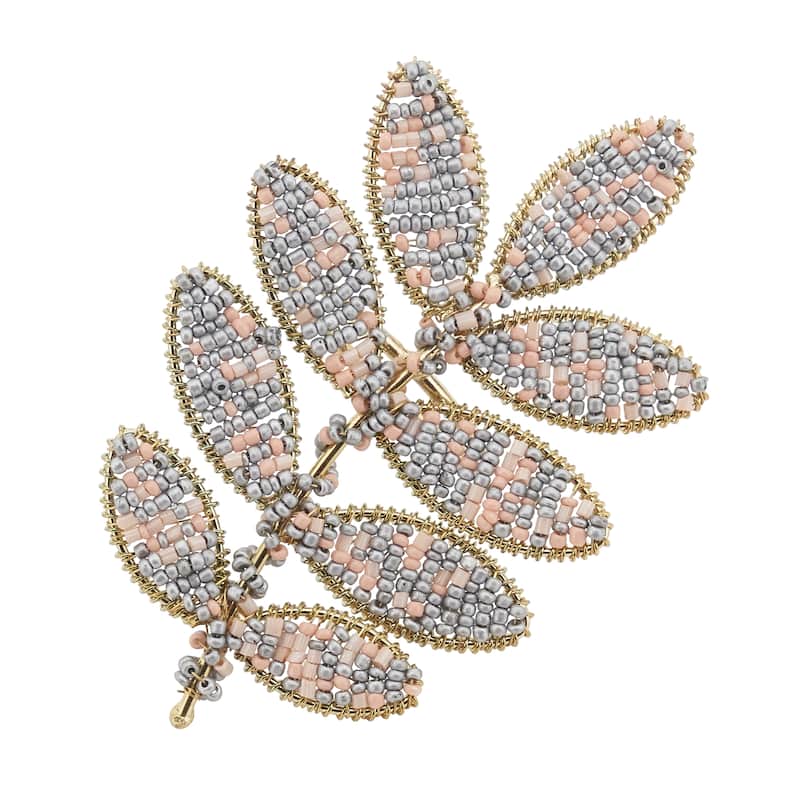 Beaded Napkin Rings With Leaf Design (Set of 4)