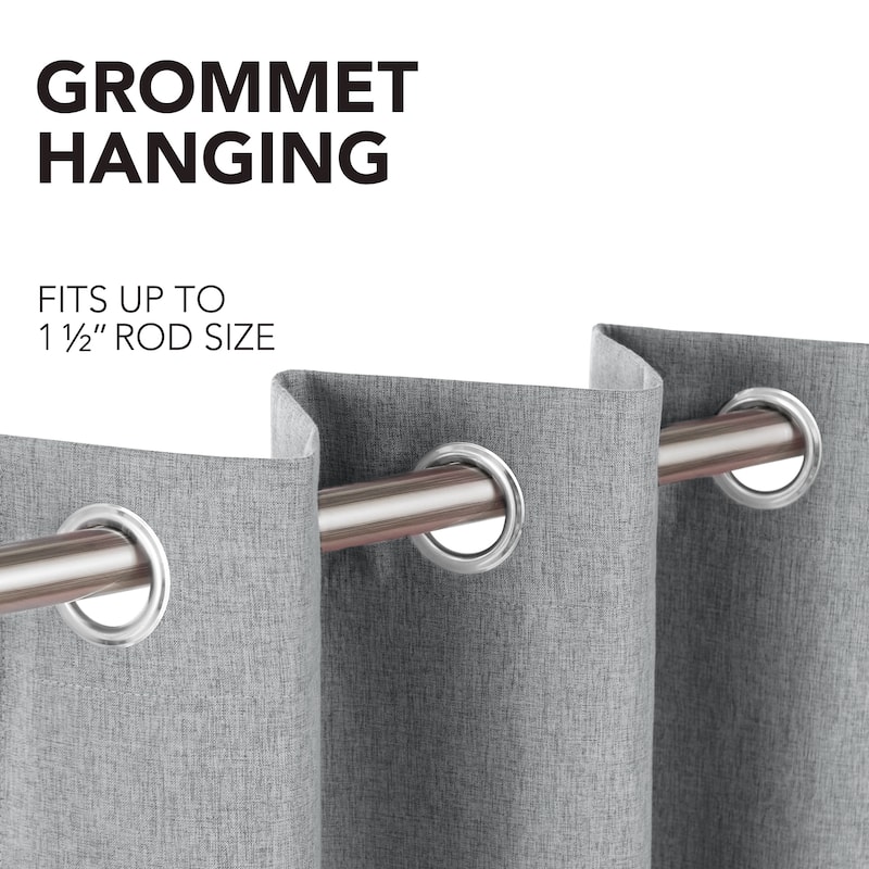 Deconovo Faux Linen Total Blackout Grommet Curtain (2 Panels)