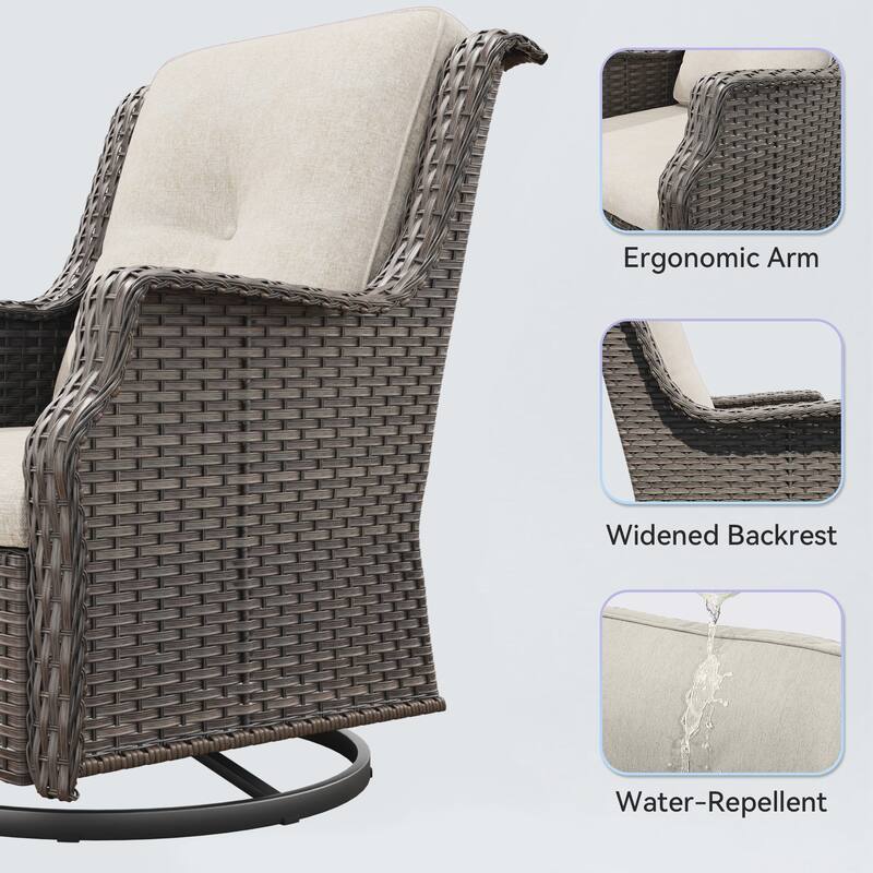 Cozywor Wicker Patio Outdoor Lounge Chair Swivel Rocking Chair
