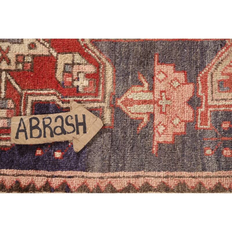 Geometric Ardebil Persian Vintage Runner Rug Hand-knotted Wool Carpet - 3'2"x 10'6"