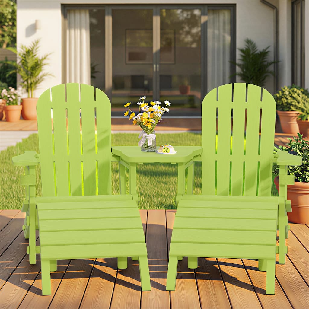 Outdoor All Weather Adirondack Chairs with Movable Footrests, Set of 5/3.