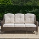 preview thumbnail 4 of 18, Rio Vista Sandstone Outdoor Wicker Sofa Set with Fire Table and Cushions (6-Piece)
