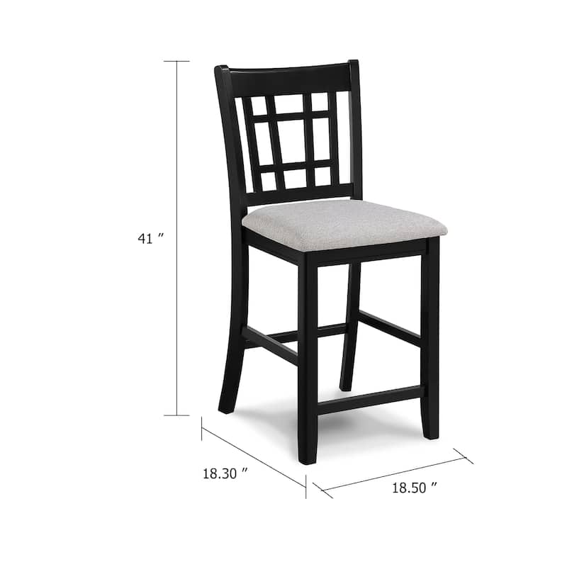 Mipo Counter Height Dining Chair Set of 2, Gray Fabric, Grid Back