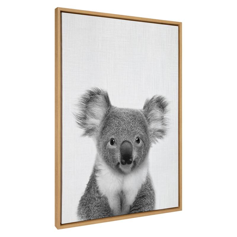 Kate and Laurel Sylvie Koala Framed Canvas Wall Art by Simon Te Tai - 31.5x41.5 - Plastic - Natural
