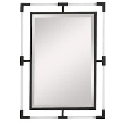 Beveled Rectangular Wall Mirror - 37" - Black and Clear