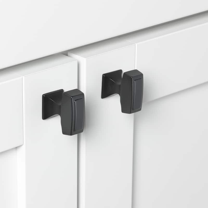 GlideRite 5-Pk 1-1/8 x 1/2 in. Antique Transitional Rectangle Cabinet Knobs - Matte Black
