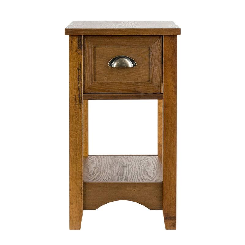 Contemporary Chair Side End Table Compact Table with Drawer Nightstand - Yellow