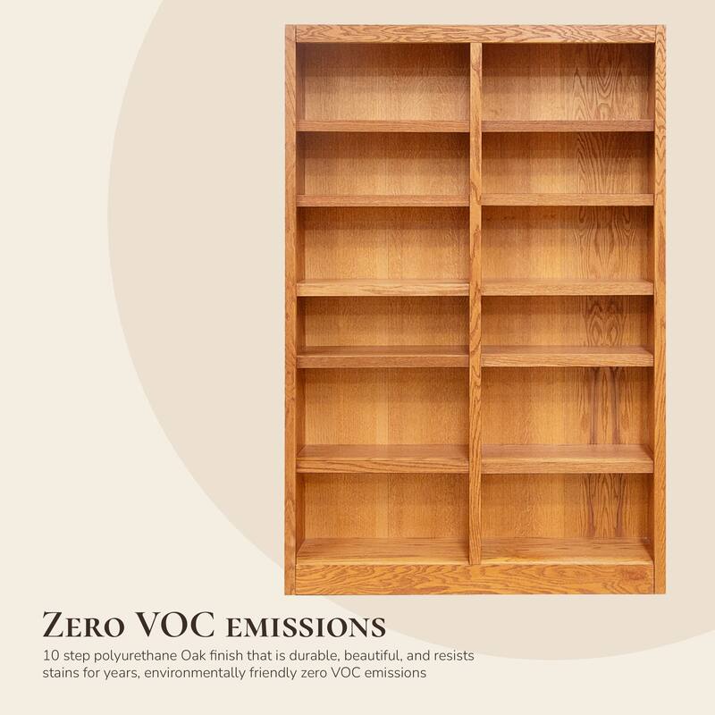Concepts in Wood Double Wide Wood Bookcase, 12 Shelf, 84 inch Tall