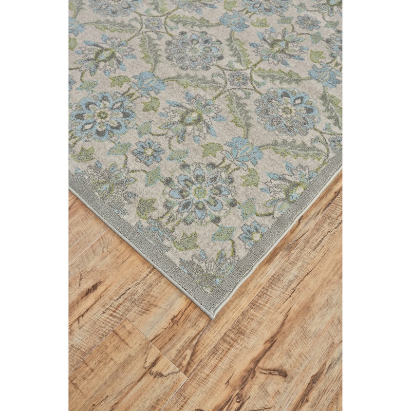 Alessandria Ornamental Floral, Turquoise Blue/Mint, Area Rug