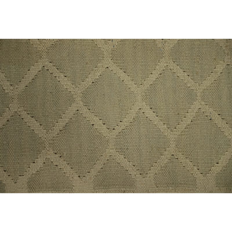 Hand Woven Oriental 100% Wool Carpet Southwestern Tribal Green Kilim Area Rug - 8' 9'' X 6' 1''