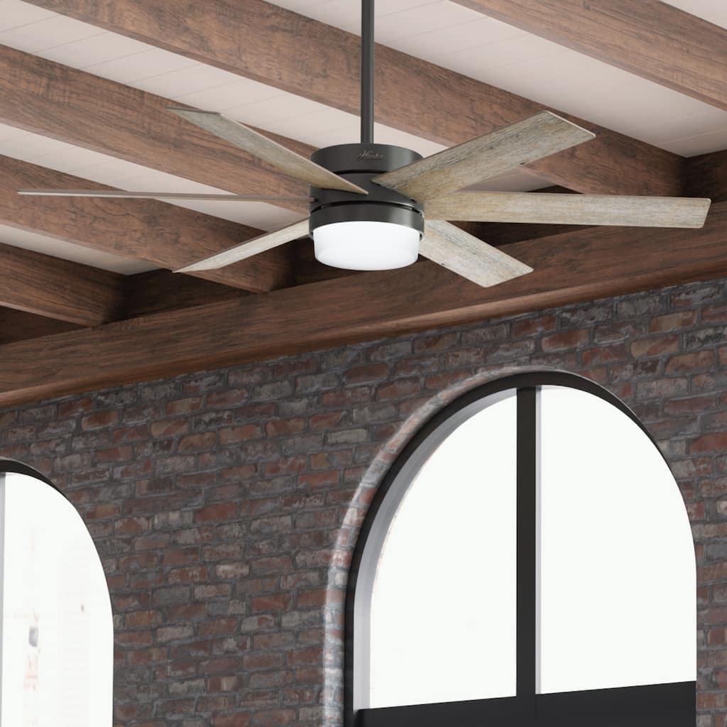 Hunter 54" Noble Bronze Ceiling Fan with LED Light Kit and Handheld Remote.