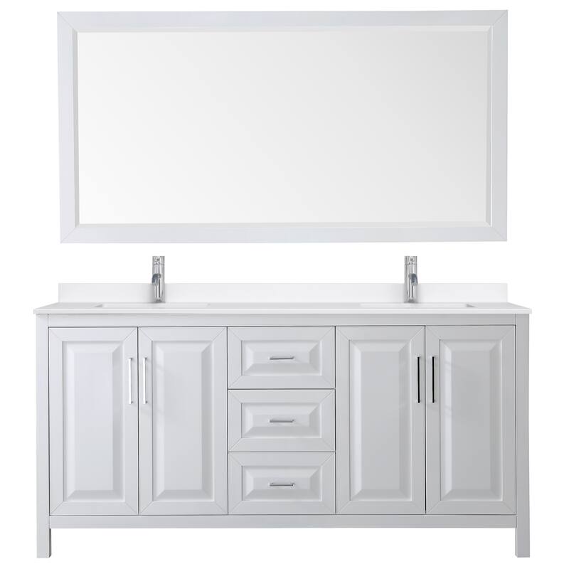 Daria 72-inch Double Vanity, Single Hole Quartz Top, 70-inch Mirror