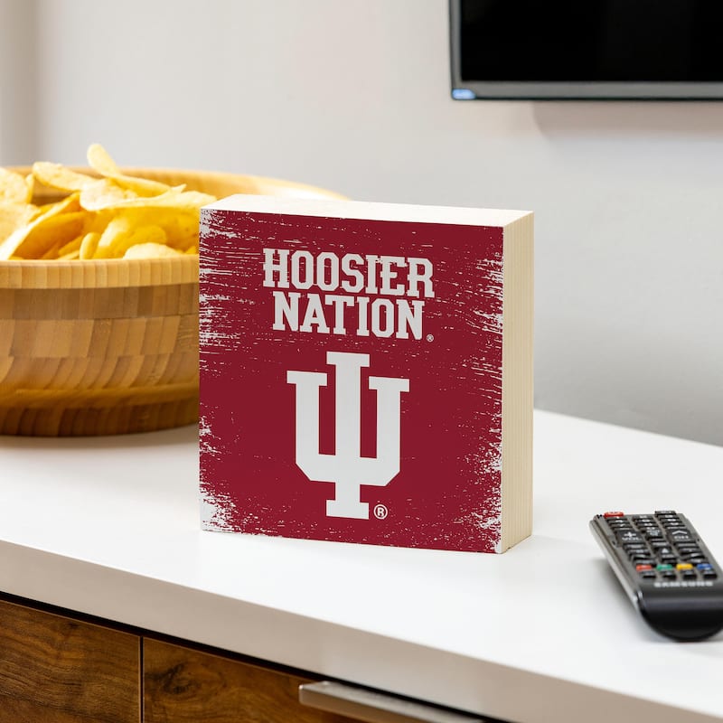 Indiana University Wooden Tabletop Mantel Shelf Sign - 6" x 6"